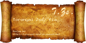 Toronyai Zsófia névjegykártya